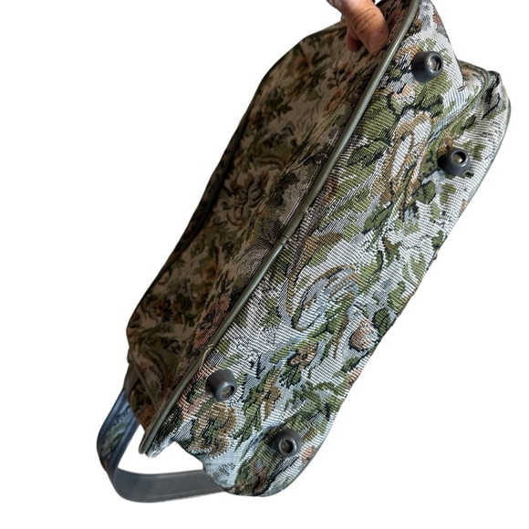 Vintage Stradellina Gray-Green Floral Tapestry Carry-On Luggage Bag Retro - Picture 2 of 10